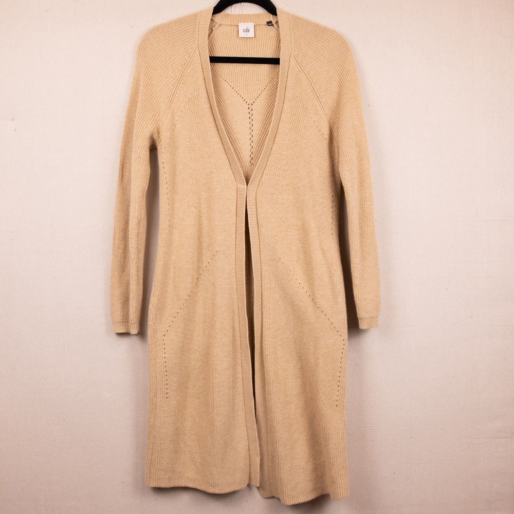 Cabi Abbey beige long line duster cardigan-S